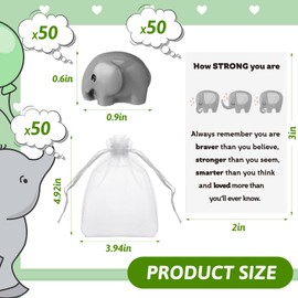 Vercraft 50 Sets Inspirational Positive Elephant Gifts Bulk Motivational Employee Appreciation Gifts Elephant Figurines Inspire Cards Organza Bags Resin Statue for Coworker
