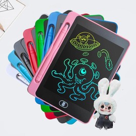 LCD Writing Tablet for Kids, 12pcs/set Colorful Doodle Board Drawing Tablet, Educational Toys for Children, Birthday Gift:_2 books-6.5inch_Black+Green