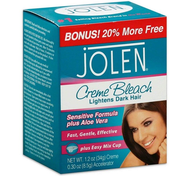Jolen 1 Ounce Creme Bleach Mild Plus Aloe Vera (29ml) (2 Pack)