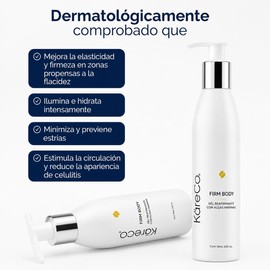 KARECO Firm Body Crema Corporal Tonifica y reafirma Busto, Abdomen, pierna y brazos Elimina celulitis y estrias tras el embarazo Ingredientes naturales Crema Reafirmante corporal para skin care