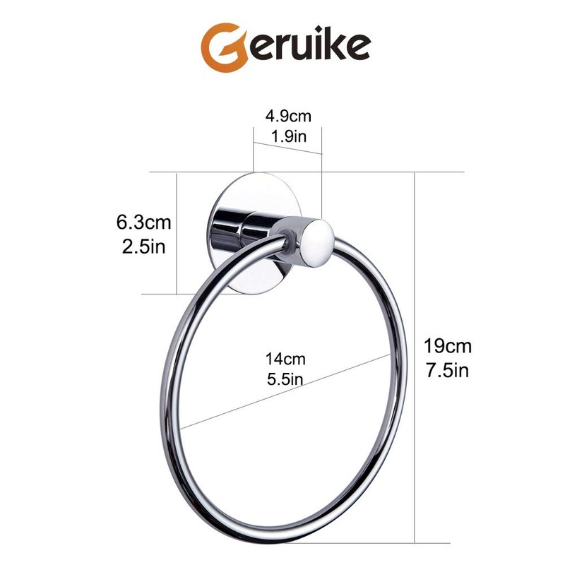 GERUIKE Adhesive Towel Ring Self Adhesive Hand Towel Ring Stainless