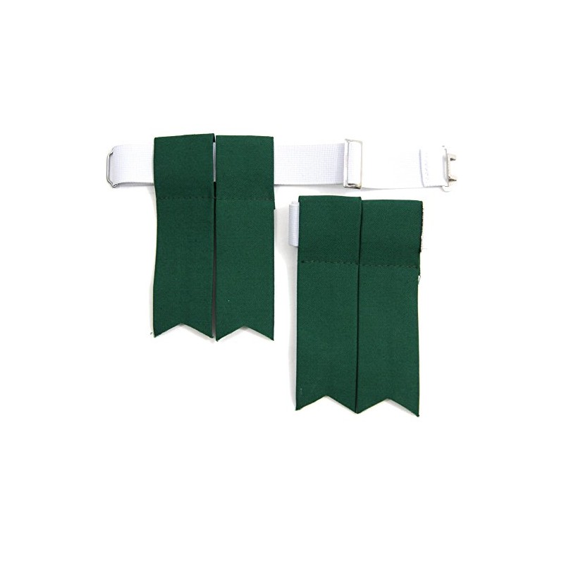 USA Kilts Economy Green Kilt Flashes with Adjustable Elastic Garter