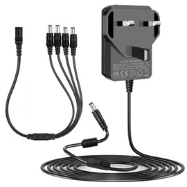 Security Camera Power Supply, 12V 2A Power Supply for 12Vdc CCTV Camera Home Security Camera DVR/NVR/HVR (Analog AHD IP) Surveillance System Monitoring Camera with 4 Split Power Cable