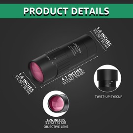 8x32mm Monoculars for Adults High Power Clear View, Easy Focus, MultiCoated Lens, BAK-4, 21mmED Eyepiece, Metal Armor, Twist-up Eyecup, Compact Mini Monocular Telescope Fogproof for Hunting Bird Watch