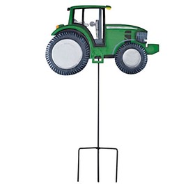 Fox Valley Traders Solar Metal Tractor Yard Stake, Made of Durable 100% Metal, LED Headlights, Easy Two Piece Assembly - Measures 14" Long x 9" High by Maple Lane Creations