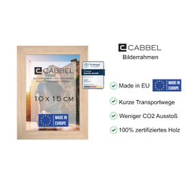 CABBEL Picture Frame 10 x 15 cm, Natural, Sturdy MDF Wood Frame, Shatterproof Plexi Glass, for Hanging and Standing, Ideal for Photos/Pictures/Collage