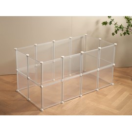 LURIVA Transparent Clear Small Animal Playpen, Guinea Pig Cages, Puppy Dog Playpen, Pet Playpen, Rabbit Bunny Indoor Outdoor Fence Pen Enclosure, White Clear Plastic Playpen,12 X 12 Inch, 24 Panels