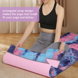 CSITE Yoga Towel, Hot Yoga Mat Towel Non Slip with Grip Dots, Rectangular Wrap Design, Super Absorbent Yoga Towel & Hand Towel for Hot Yoga, Pilates and Workout 72" x 24", Blue & Purple