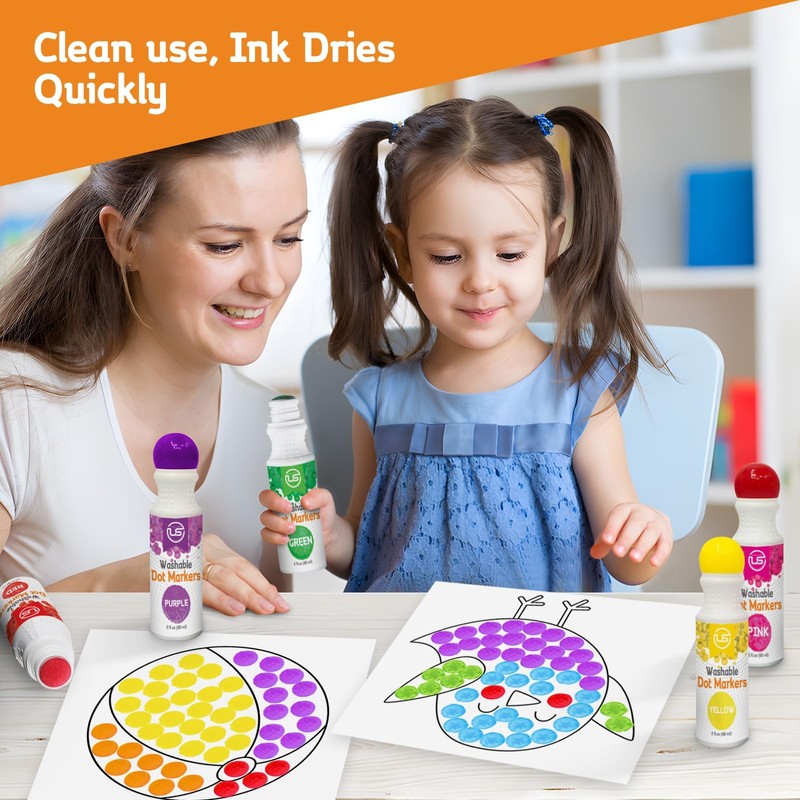 Dot Markers, Bingo Daubers, Washable 8 Colors Dot Markers for