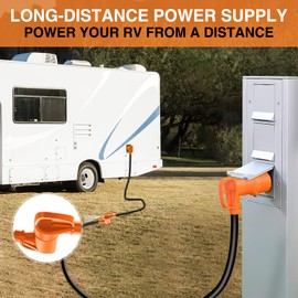 Nilight 25FT 30 Amp RV Extension Cord with Adapter 50Amp to 30Amp 125V Heavy Duty 10/3 Gauge Pure Copper STW Wire UL ETL Listed 3 Prong TT-30P TT-30R Weatherproof Cord Suit for RV Generators Campers