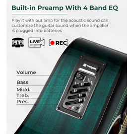 Vangoa Electric Acoustic Guitar Kit for Beginners Adults Full Size Cutaway Acoustic Guitar Bundle Set with Built-in Pickups Bag Tuner Strap Capo Picks Cable, Glossy Green