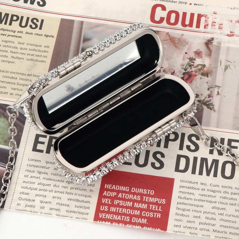 LABANCA Rhinestone Lipstick Case With Mirror Mini Lipstick Crossbody Bag