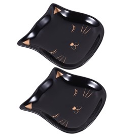 Holibanna Jewelry Dish Tray 2pcs Cute Cat Shaped Ring Dish Ceramic Trinket Tray Key Bowl Decorative Plate Food Plate Sushi Dish for Home Decoration