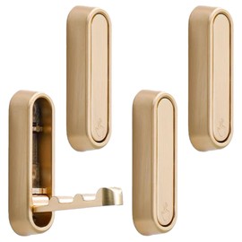 4 PCS Foldable Heavy Duty Alloyed Wall Hooks for Hanging Coats and Hangers, Sturdy Coat Hooks for Wall, Drawer Handle, Cabinet Handle Compatible with Adhesive Glue No Drill Design (Gold)