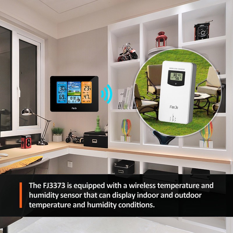 FJ3373 Multifunction Digital Weather Station LCD Alarm Clock Indoor Outdoor