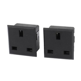 Sourcingmap 2 Pcs AC 250V UK Socket Square Cabinet Outlet Power Receptacle Black