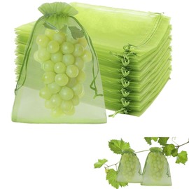 CSGHMM 60PCS Fruit Protection Bags with Drawstring,Reusable fruit tree netting bird protection, Breathable Mesh Netting Bags for for Apples, Oranges, Lemons, Mangoes (6x8")
