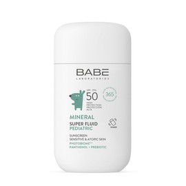 Laboratorios Babé Super Fluid Mineral Pediatric SPF 50 - Sun Protection for Children, 100% Mineral, High Protection with SPF 50, Especially for Sensitive and Atopic Skin