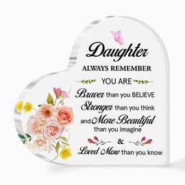 Daughter Gifts from Mom,Gifts from Mom to Daughter,Inspirational Gifts for Daughter,Gift for Daughter Adult,Always Remember You Are Brave Acrylic Heart Plaque A475