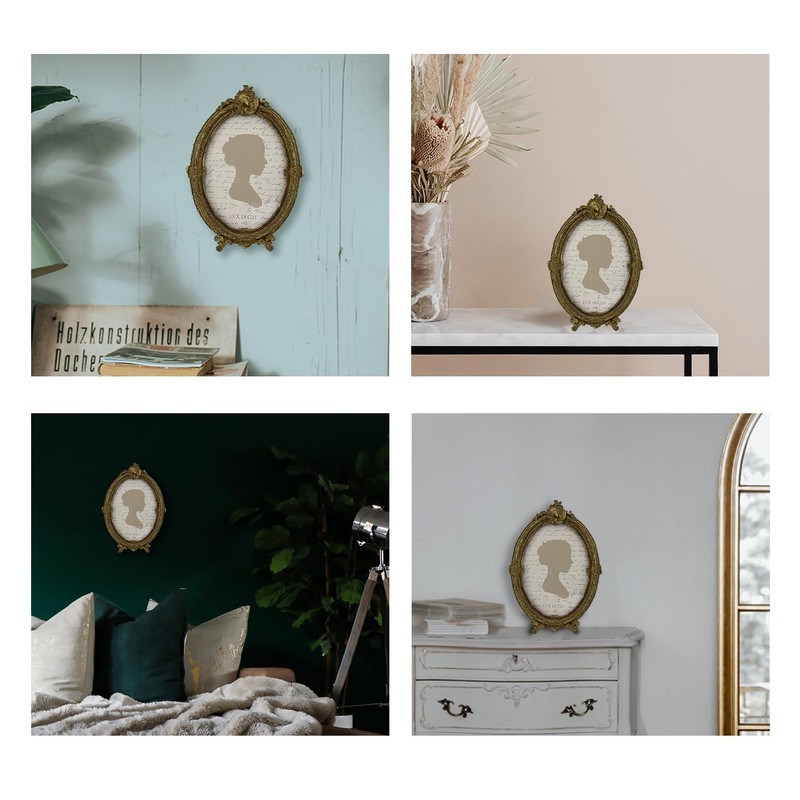Sunlit Vintage Picture Frame 5x7 Inch, Oval Antique Photo Frames
