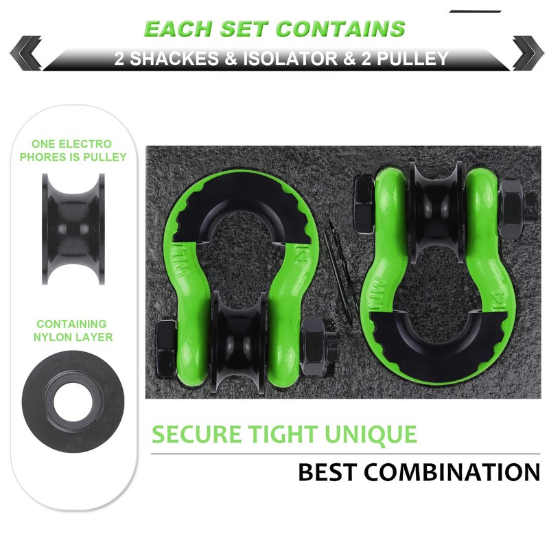 AMBULL Upgraded Snatch Block, 3/4" D Ring Shackle (2 Pack)