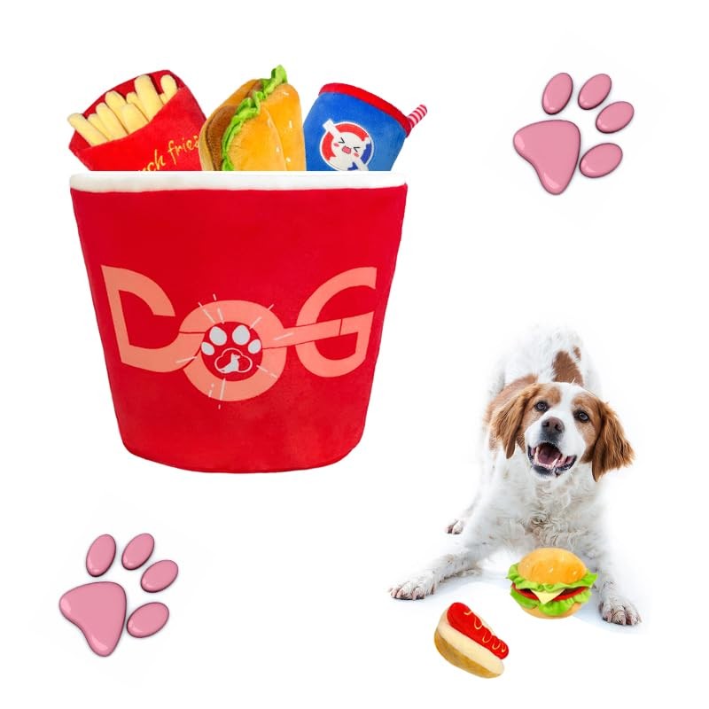 okegztoa Fast Food Dog Toys - Squeaky, Interactive & Chew
