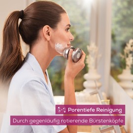 Beurer FC 59 Dual elektrische Gesichtsbürste für porentiefe Reinigung, 3 Aufsätze (Silikon, Sensitiv, Exfoliation), 2 Intensitätsstufen, wasserfest, mit Akku, Gesichtspflege-Gerät für alle Hauttypen