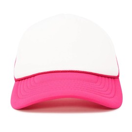 DALIX Trucker Hat Two Toned Mesh Cap in Hot Pink and White