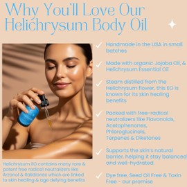 Beauty Glow Helichrysum for Skin Veins Bruises - Organic Jojoba Oil for Face & Body Moisturizer Helichrysum Essential Oil - Skin Healing, Bruises, Wrinkles, Vegan, Hydrating Moisturizing 2 oz