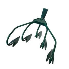 AGROHIT Garden Hoe with 5 Prongs, Steel Planter, Flower Rake with Diameter 2.8 cm Handle Spout, Cultivator for Soil Loosening & Weed Removal, Handy Cultivator for Garden, 29 x 23 cm, Green