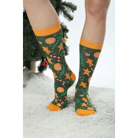 Colourful Funny Socks Women's Christmas Socks Animal Pattern Cartoon Stockings Cotton Christmas Socks Size 36-42, Green