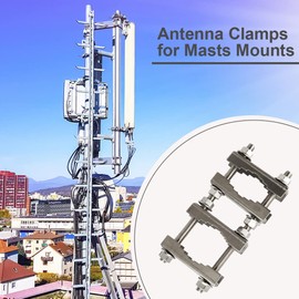 Antenna Mast Clamp V Jaw Block 304 Stainless Steel TV Double Antenna Holder Heavy Duty Pole to Pole Mounting Hardware Kit Bracket Holder for TV Ham, Flag Post, Umbrella, Parasols