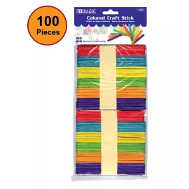 Bazic 100 pcs Colored Craft Sticks Assorted Colored Crafters teachers students Office