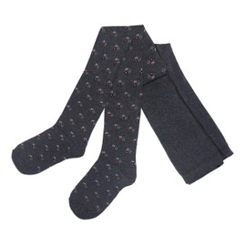 Weri Spezials Women's Opaque Cotton Tights in Various Pattern and Colour Variations., Anthracite flowers