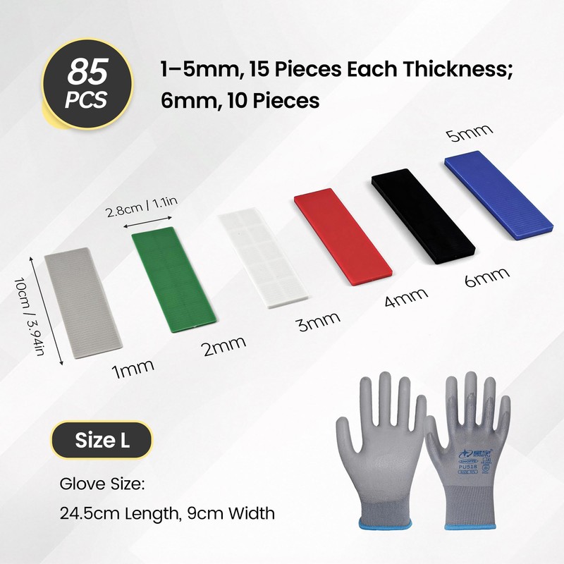 Abstandshalter Kunststoff Verglasungsklötze Set 100 x 28 mm (1-6mm), Unterlegplatten