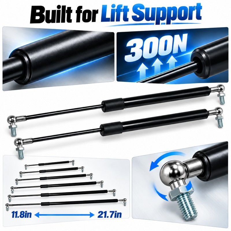 2-Pack 300N Gas Strut Support Bars for Lids & Doors