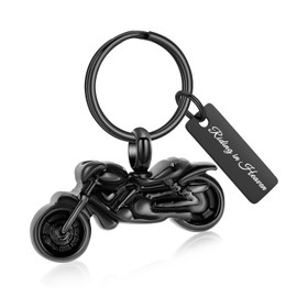 XSMZB Motorcycle Cremation Urn Keychain for Ashes Memorial Keychain Pendant for Women Men Cremation Jewelry Keepsake Ash Locket(Black)