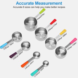 Bopei 8Pcs Stainless Steel Measuring Cups Set (8Cups)