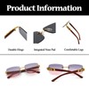 LJCZKA Vintage Rimless Rectangular Sunglasses Men Women Retro Small Square