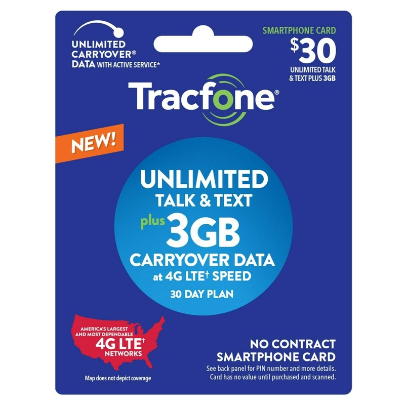 TracFone $20 Unlimited Talk, Text, 1GB Data 30–Day Plan