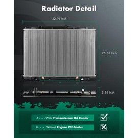 SCITOO 2417 Radiator Fit 2001-2002 for Acura for MDX 3.5L 2003-2004 for Honda for Pilot 3.5L