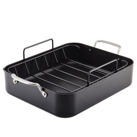 KitchenAid Hard Anodized Roasting Pan/Roaster with Removable Rack, 13 Inch x 15.75 Inch, Matte Black