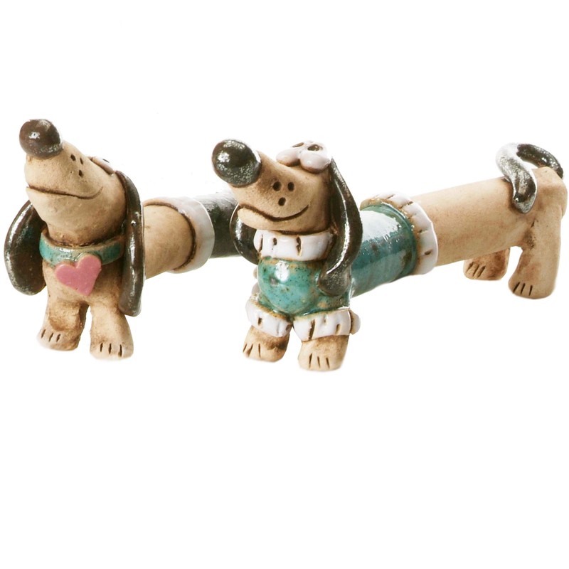 EnigmaSupplies Handmade Ceramic Dachshund Pair