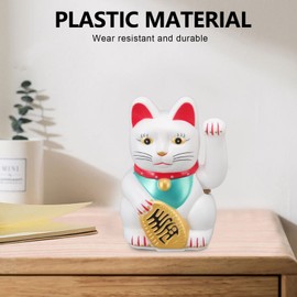 Zunate Lucky Fortune Cat Battery Powered, Japanese Lucky Cat Waving Cat, Chinese Feng Shui Lucky Beckoning Wealth Cat, for Shops, Restaurants, Living Room and Home Decoration (0255C)