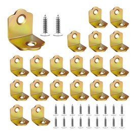 20 Pcs Small Corner Brackets with Screws, 90 Degree Right Angle Brackets L Shape Corner Braces for Repairing or Reinforcing Wooden Furniture Bed Frame Cupboard Chair
