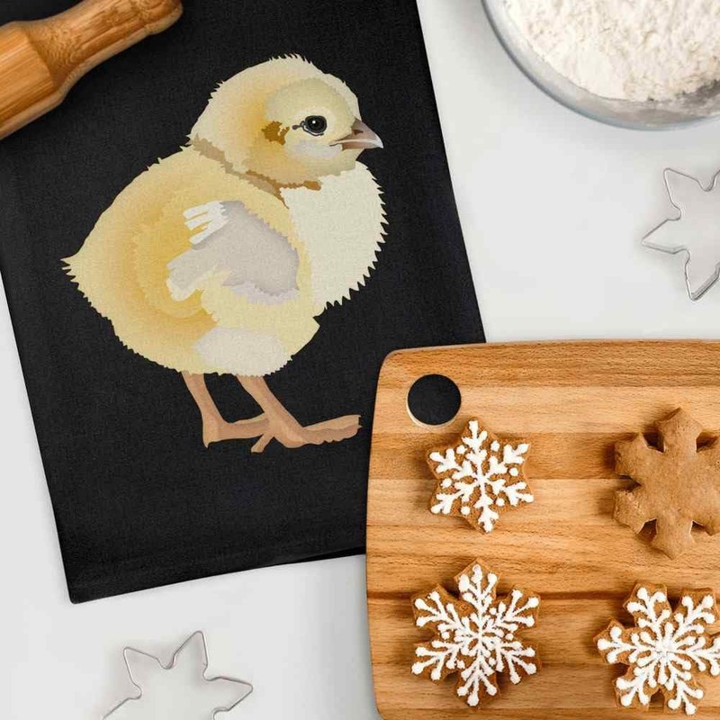 Azeeda 'Easter Chick' Black Cotton Tea Towel/Dish Cloth (TW00046470)