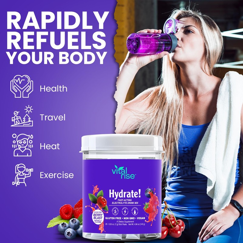 Vital Rise® Hydrate! - Berry Blast - Hydration Powder Packets