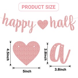 YQWIN Happy Half Banner - Half Way to One Party Decorations Half Way to One Banner for 1/2 Year Old Birthday Decorations Rose Gold 6 Months Birthday Party Sign, Girl 1/2 Baby Shower Decor