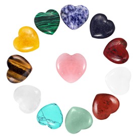 Tucireat Heart Stones Pack of 12 Stone Heart Rose Resin Hearts Rose Quartz Heart Pendant Heart Pendant Heart Lucky Charm Small Heart Made of Stone Crystal Stones Heart Stone Heart for DIY Crafts 20 x