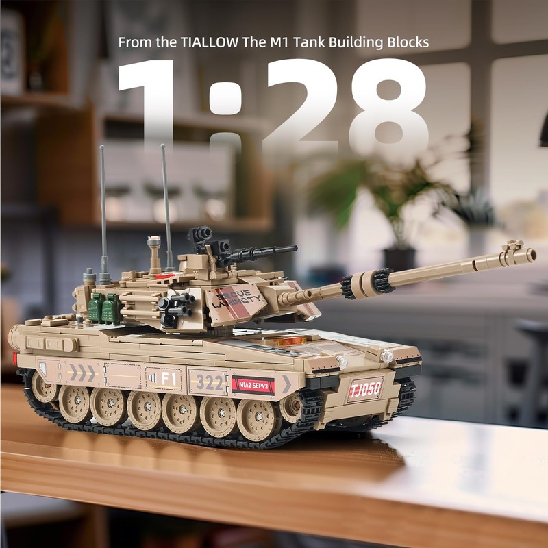 TIALLOW WW2 Army Tank Toys Building Kit,Create a 1:28 M1A2